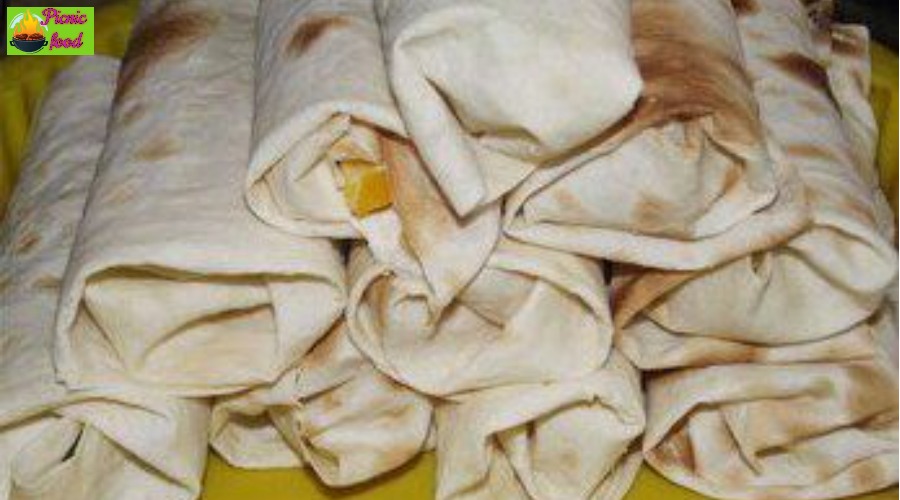 Лаваш из овощей и крабовыми палочками для пикника